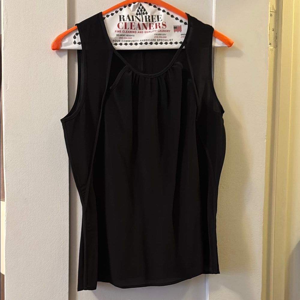 Banana Republic Black Pleated Sleeveless Tank Top